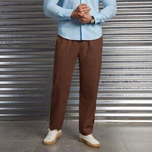 Chocolate Brown Preppy Mens Drawstring Waist Slant Pocket Pants